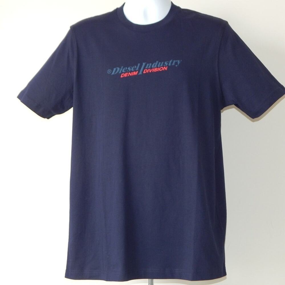 NWT Men’s Diesel T- JUST NEW INDUSTRIES Graphic Cotton T-Shirt Navy Size LARGE